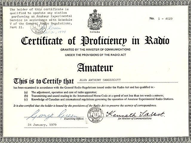 Station Certificate for VE7EAC
